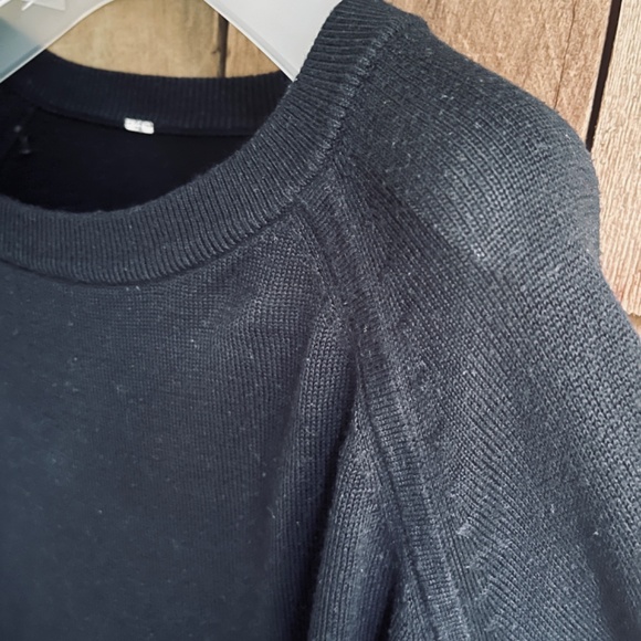 Lululemon Without Tags High Low Raglan Sweater  Wool Blend Knit Black Ptp 23” - Picture 5 of 14